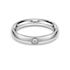 Anello a fascia Eternity con diamanti sintetici 0,05 carati in totale, forma rotonda, oro bianco 14K Anello a fascia Eternity con diamanti sintetici 0,05 carati in totale, forma rotonda, oro bianco 14K