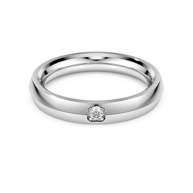 Anello a fascia Eternity con diamanti sintetici 0,05 carati in totale, forma rotonda, oro bianco 14K Anello a fascia Eternity con diamanti sintetici 0,05 carati in totale, forma rotonda, oro bianco 14K