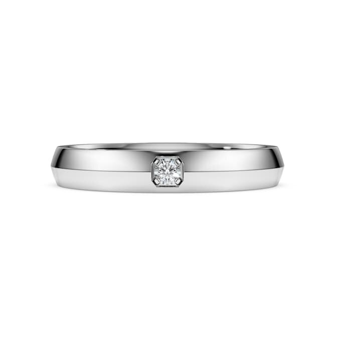 Anello a fascia Eternity con diamanti sintetici 0,05 carati in totale, forma rotonda, oro bianco 14K Anello a fascia Eternity con diamanti sintetici 0,05 carati in totale, forma rotonda, oro bianco 14K