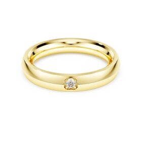 Anello a fascia Eternity con diamanti sintetici 0,05 carati in totale, forma rotonda, oro giallo 14K Anello a fascia Eternity con diamanti sintetici 0,05 carati in totale, forma rotonda, oro giallo 14K