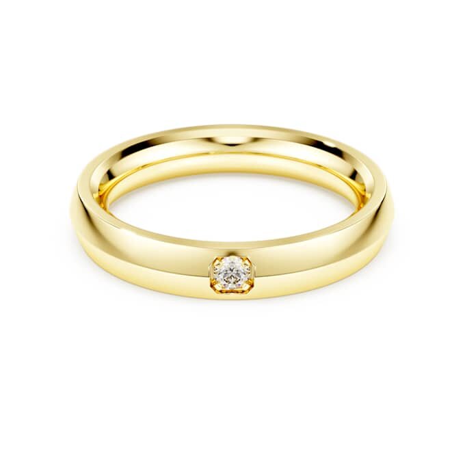 Anello a fascia Eternity con diamanti sintetici 0,05 carati in totale, forma rotonda, oro giallo 14K Anello a fascia Eternity con diamanti sintetici 0,05 carati in totale, forma rotonda, oro giallo 14K