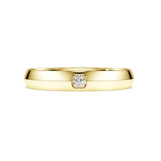 Anello a fascia Eternity con diamanti sintetici 0,05 carati in totale, forma rotonda, oro giallo 14K Anello a fascia Eternity con diamanti sintetici 0,05 carati in totale, forma rotonda, oro giallo 14K
