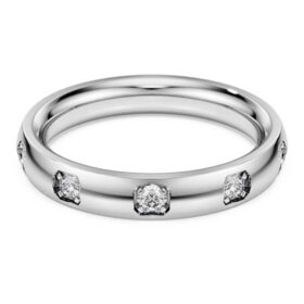 Anello a fascia Eternity con diamanti sintetici 0,5 carati in totale, forma rotonda, oro bianco 14K Anello a fascia Eternity con diamanti sintetici 0,5 carati in totale, forma rotonda, oro bianco 14K