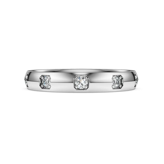Anello a fascia Eternity con diamanti sintetici 0,5 carati in totale, forma rotonda, oro bianco 14K Anello a fascia Eternity con diamanti sintetici 0,5 carati in totale, forma rotonda, oro bianco 14K