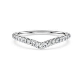 Anello a fascia Eternity V con diamanti sintetici 0,25 carati in totale, forma rotonda, oro bianco 14K Anello a fascia Eternity V con diamanti sintetici 0,25 carati in totale, forma rotonda, oro bianco 14K