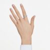 Anello a fascia ottagonale con diamanti sintetici da 1,0 carati in totale, forma ottagonale, oro bianco 14K