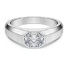 Anello a fascia ottagonale con diamanti sintetici da 1,0 carati in totale, forma ottagonale, oro bianco 14K
