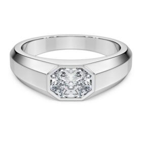 Anello a fascia ottagonale con diamanti sintetici da 1,0 carati in totale, forma ottagonale, oro bianco 14K Anello a fascia ottagonale con diamanti sintetici da 1,0 carati in totale, forma ottagonale, oro bianco 14K