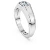 Anello a fascia ottagonale con diamanti sintetici da 1,0 carati in totale, forma ottagonale, oro bianco 14K