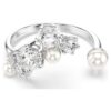 Anello aperto Constella con perla di cristallo, tagli rotondi, bianco, placcato in rodio Anello aperto Constella con perla di cristallo, tagli rotondi, bianco, placcato in rodio