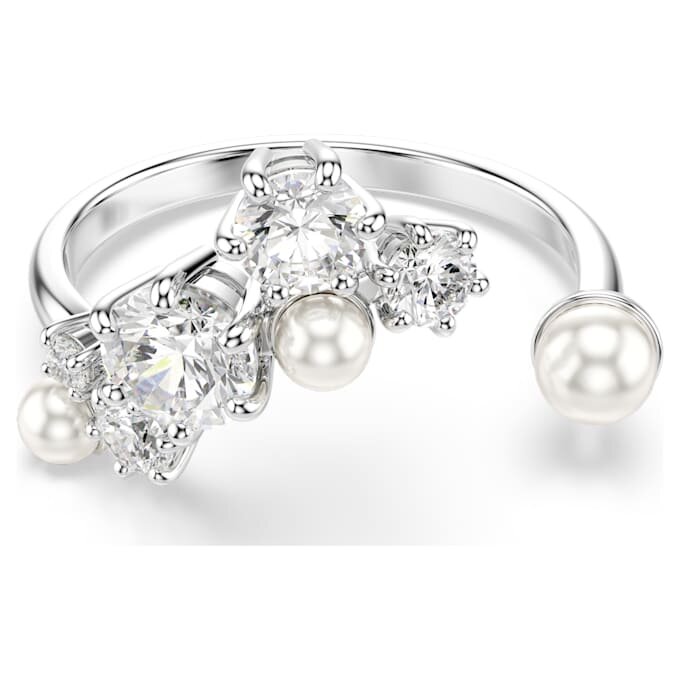 Anello aperto Constella con perla di cristallo, tagli rotondi, bianco, placcato in rodio Anello aperto Constella con perla di cristallo, tagli rotondi, bianco, placcato in rodio