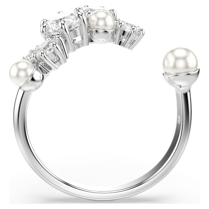 Anello aperto Constella con perla di cristallo, tagli rotondi, bianco, placcato in rodio Anello aperto Constella con perla di cristallo, tagli rotondi, bianco, placcato in rodio