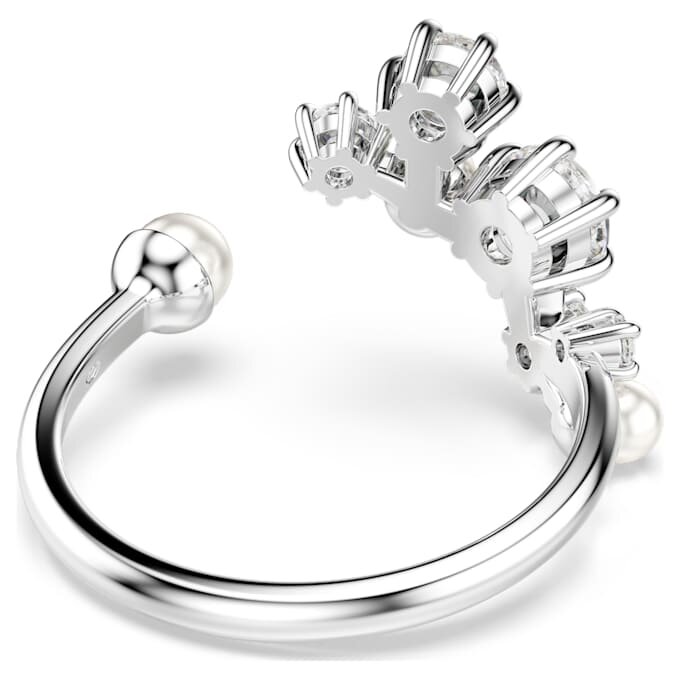 Anello aperto Constella con perla di cristallo, tagli rotondi, bianco, placcato in rodio Anello aperto Constella con perla di cristallo, tagli rotondi, bianco, placcato in rodio