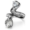 Anello aperto della collezione Vienna con motivo a piuma, bianco, placcato in rutenio