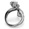 Anello aperto della collezione Vienna con motivo a piuma, bianco, placcato in rutenio
