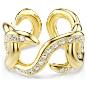 Anello aperto Dextera con taglio rotondo, bianco, placcato in oro Anello aperto Dextera con taglio rotondo, bianco, placcato in oro