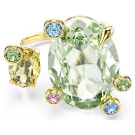 Anello aperto Gema con tagli misti, multicolore, placcato in oro Anello aperto Gema con tagli misti, multicolore, placcato in oro