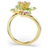 Anello aperto Idyllia con tagli misti, fiore, verde, placcato oro Anello aperto Idyllia con tagli misti, fiore, verde, placcato oro