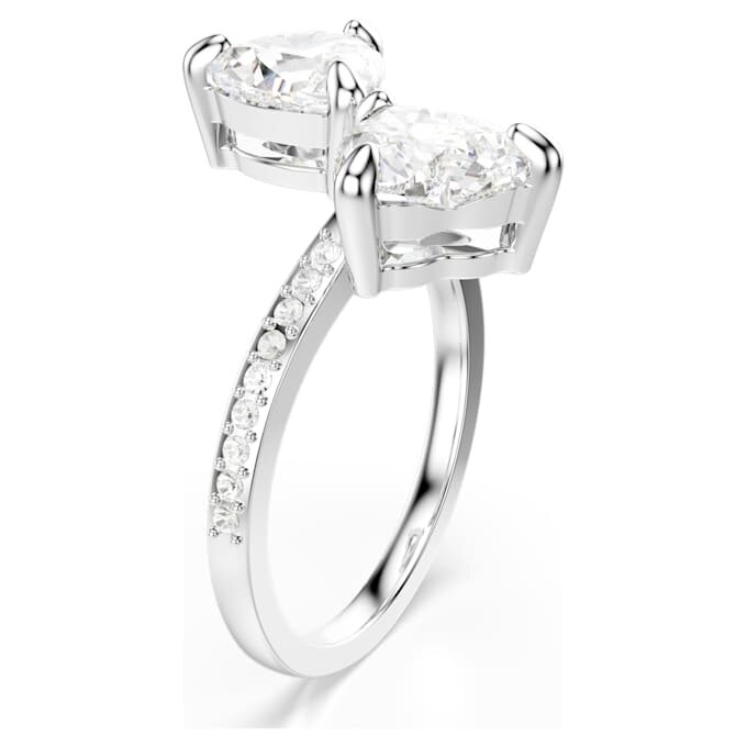 Anello aperto Mesmera con taglio a cuore, pavé, bianco, placcato in rodio Anello aperto Mesmera con taglio a cuore, pavé, bianco, placcato in rodio