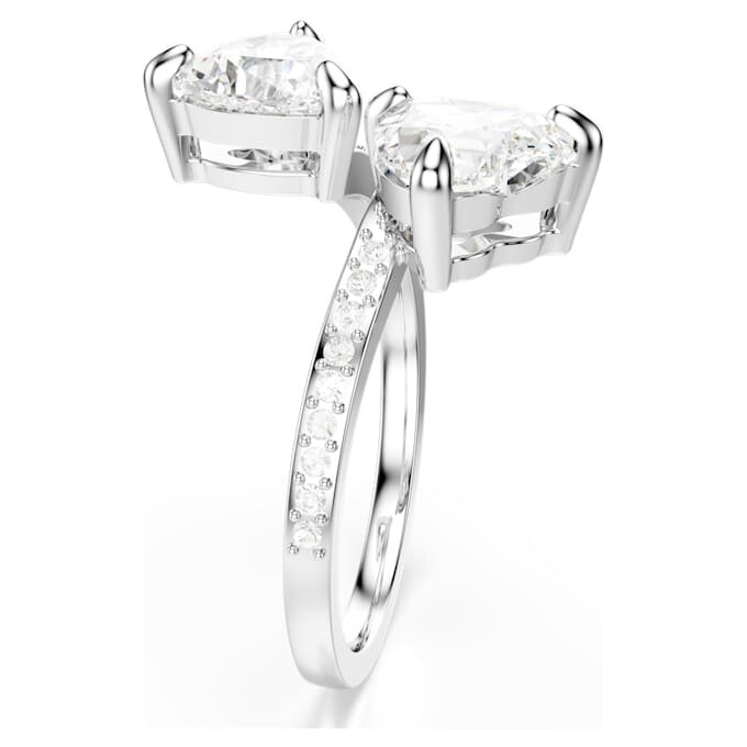 Anello aperto Mesmera con taglio a cuore, pavé, bianco, placcato in rodio Anello aperto Mesmera con taglio a cuore, pavé, bianco, placcato in rodio