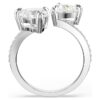 Anello aperto Mesmera con taglio a cuore, pavé, bianco, placcato in rodio Anello aperto Mesmera con taglio a cuore, pavé, bianco, placcato in rodio