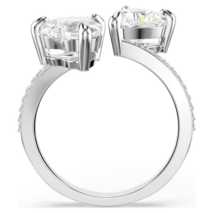 Anello aperto Mesmera con taglio a cuore, pavé, bianco, placcato in rodio Anello aperto Mesmera con taglio a cuore, pavé, bianco, placcato in rodio
