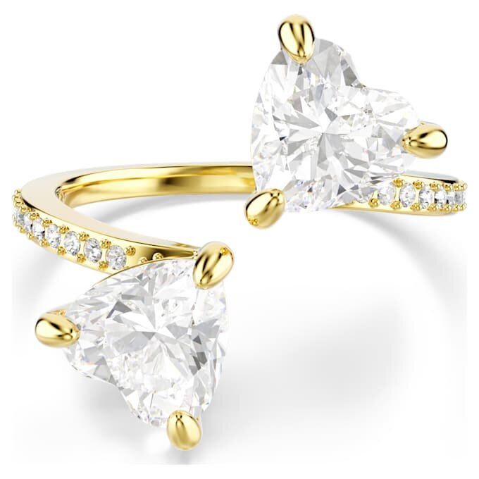 Anello aperto Mesmera con taglio a cuore, pavé, bianco, placcato oro Anello aperto Mesmera con taglio a cuore, pavé, bianco, placcato oro