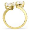 Anello aperto Mesmera con taglio a cuore, pavé, bianco, placcato oro Anello aperto Mesmera con taglio a cuore, pavé, bianco, placcato oro