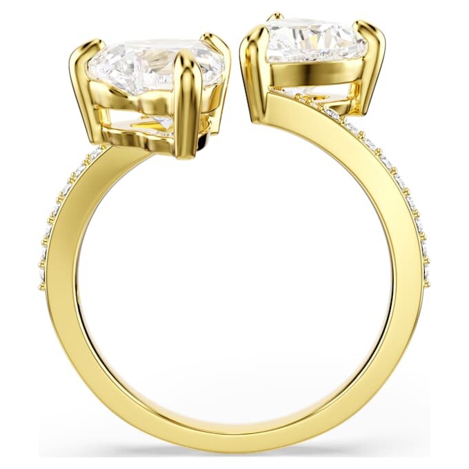 Anello aperto Mesmera con taglio a cuore, pavé, bianco, placcato oro Anello aperto Mesmera con taglio a cuore, pavé, bianco, placcato oro