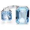 Anello aperto Millenia con taglio ottagonale, blu, placcato in rodio Anello aperto Millenia con taglio ottagonale, blu, placcato in rodio