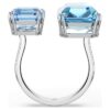 Anello aperto Millenia con taglio ottagonale, blu, placcato in rodio Anello aperto Millenia con taglio ottagonale, blu, placcato in rodio