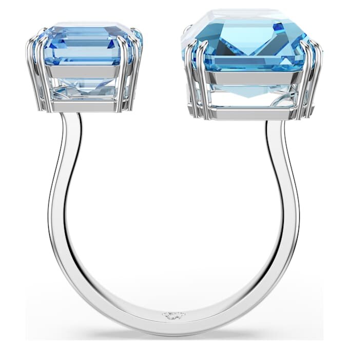 Anello aperto Millenia con taglio ottagonale, blu, placcato in rodio Anello aperto Millenia con taglio ottagonale, blu, placcato in rodio