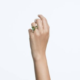 Anello aperto Millenia con taglio ottagonale, verde, placcato oro Anello aperto Millenia con taglio ottagonale, verde, placcato oro