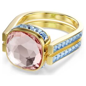Anello Chroma con taglio a cuscino, multicolore, placcato in oro Anello Chroma con taglio a cuscino, multicolore, placcato in oro