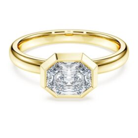 Anello con castone ottagonale, diamanti sintetici 1,0 ct totali, forma ottagonale, oro giallo 14K Anello con castone ottagonale, diamanti sintetici 1,0 ct totali, forma ottagonale, oro giallo 14K