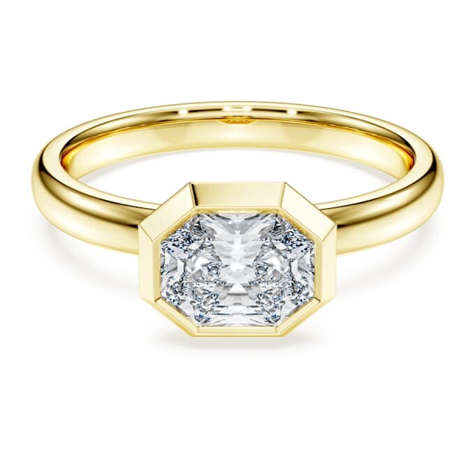Anello con castone ottagonale, diamanti sintetici 1,0 ct totali, forma ottagonale, oro giallo 14K Anello con castone ottagonale, diamanti sintetici 1,0 ct totali, forma ottagonale, oro giallo 14K
