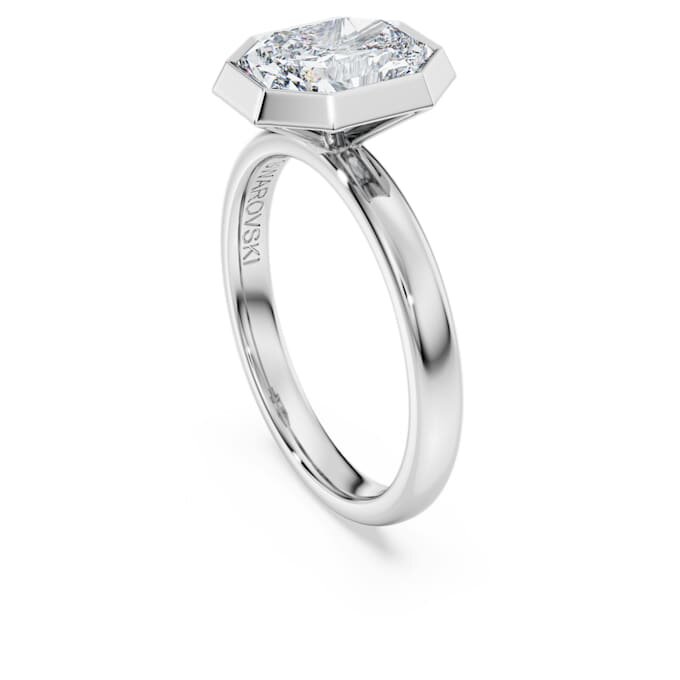Anello con castone ottagonale, diamanti sintetici 2,0 carati in totale, forma ottagonale, oro bianco 14K Anello con castone ottagonale, diamanti sintetici 2,0 carati in totale, forma ottagonale, oro bianco 14K