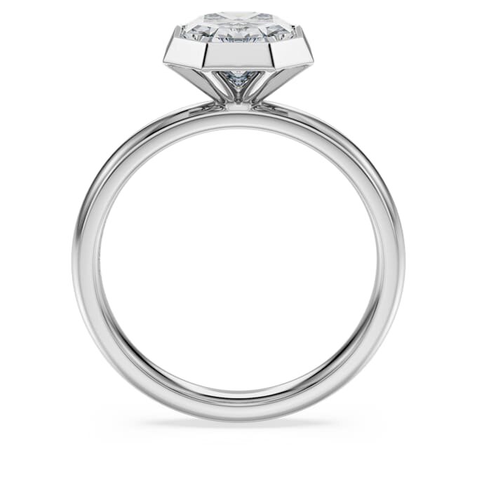 Anello con castone ottagonale, diamanti sintetici 2,0 carati in totale, forma ottagonale, oro bianco 14K Anello con castone ottagonale, diamanti sintetici 2,0 carati in totale, forma ottagonale, oro bianco 14K