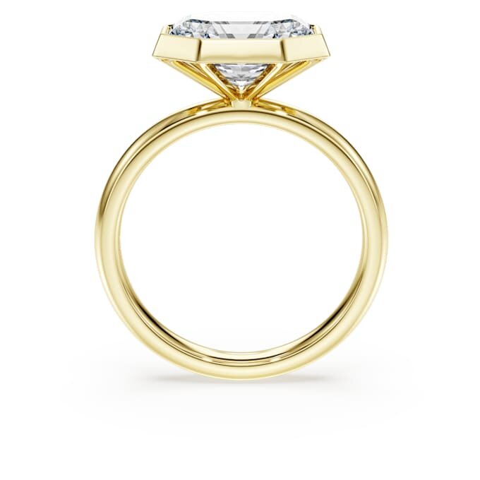 Anello con castone ottagonale, diamanti sintetici 3,0 Ct in totale, forma ottagonale, oro giallo 14K Anello con castone ottagonale, diamanti sintetici 3,0 Ct in totale, forma ottagonale, oro giallo 14K