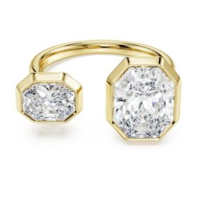 Anello con castone ottagonale, diamanti sintetici 4,10 Ct in totale, forma ottagonale, oro giallo 18 carati Anello con castone ottagonale, diamanti sintetici 4,10 Ct in totale, forma ottagonale, oro giallo 18 carati