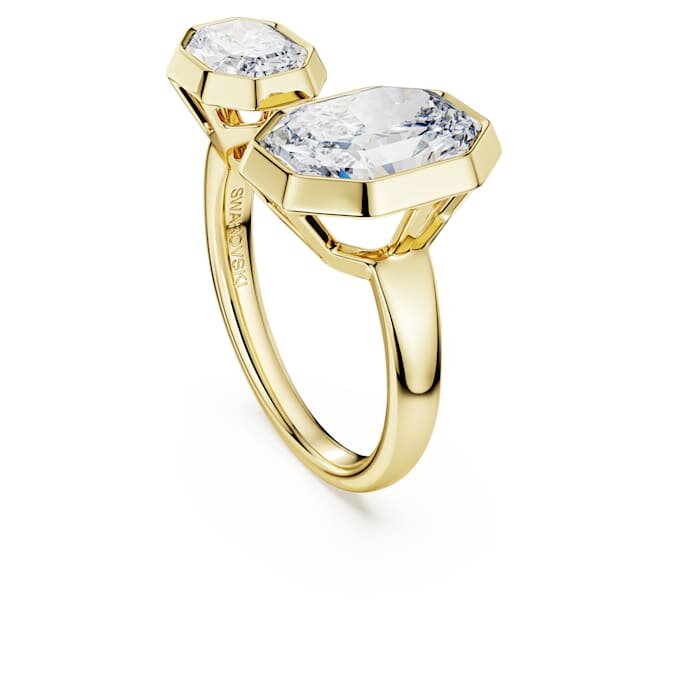 Anello con castone ottagonale, diamanti sintetici 4,10 Ct in totale, forma ottagonale, oro giallo 18 carati Anello con castone ottagonale, diamanti sintetici 4,10 Ct in totale, forma ottagonale, oro giallo 18 carati