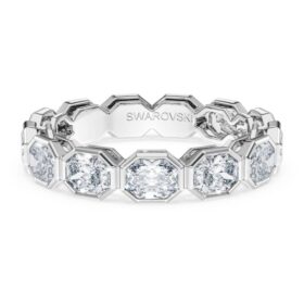 Anello con fascia ottagonale, diamanti sintetici 2,4 carati in totale, forma ottagonale, oro bianco 14K Anello con fascia ottagonale, diamanti sintetici 2,4 carati in totale, forma ottagonale, oro bianco 14K