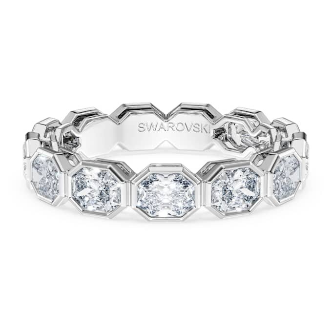 Anello con fascia ottagonale, diamanti sintetici 2,4 carati in totale, forma ottagonale, oro bianco 14K Anello con fascia ottagonale, diamanti sintetici 2,4 carati in totale, forma ottagonale, oro bianco 14K