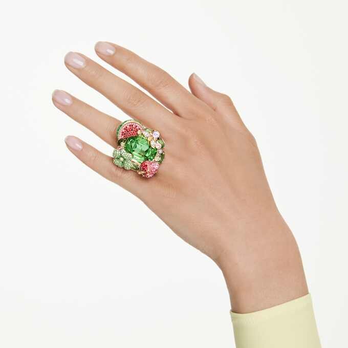Anello con motivo Idyllia multicolore, placcato in oro Anello con motivo Idyllia multicolore, placcato in oro