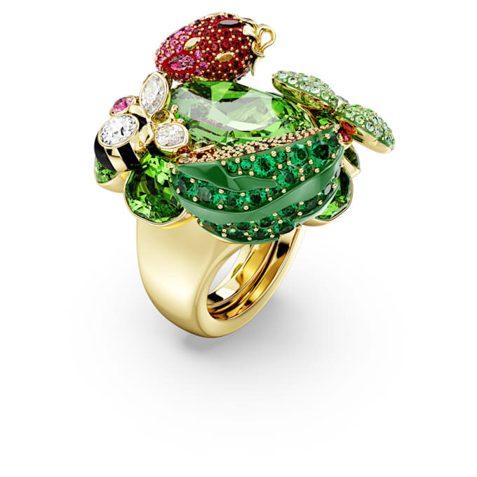 Anello con motivo Idyllia multicolore, placcato in oro Anello con motivo Idyllia multicolore, placcato in oro