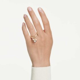 Anello con motivo Idyllia, tagli misti, ape, multicolore, placcato oro
