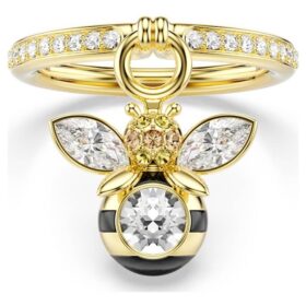 Anello con motivo Idyllia, tagli misti, ape, multicolore, placcato oro