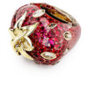 Anello con motivo Idyllia, tagli misti, fragola, rosso, placcato oro