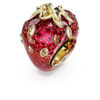 Anello con motivo Idyllia, tagli misti, fragola, rosso, placcato oro