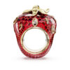 Anello con motivo Idyllia, tagli misti, fragola, rosso, placcato oro